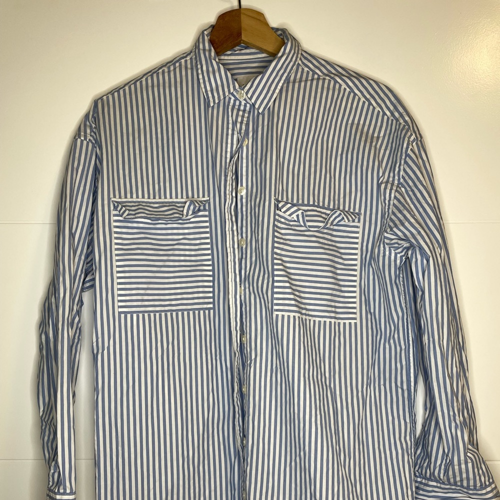 Frank and Oak Poplin Stripe Button Up